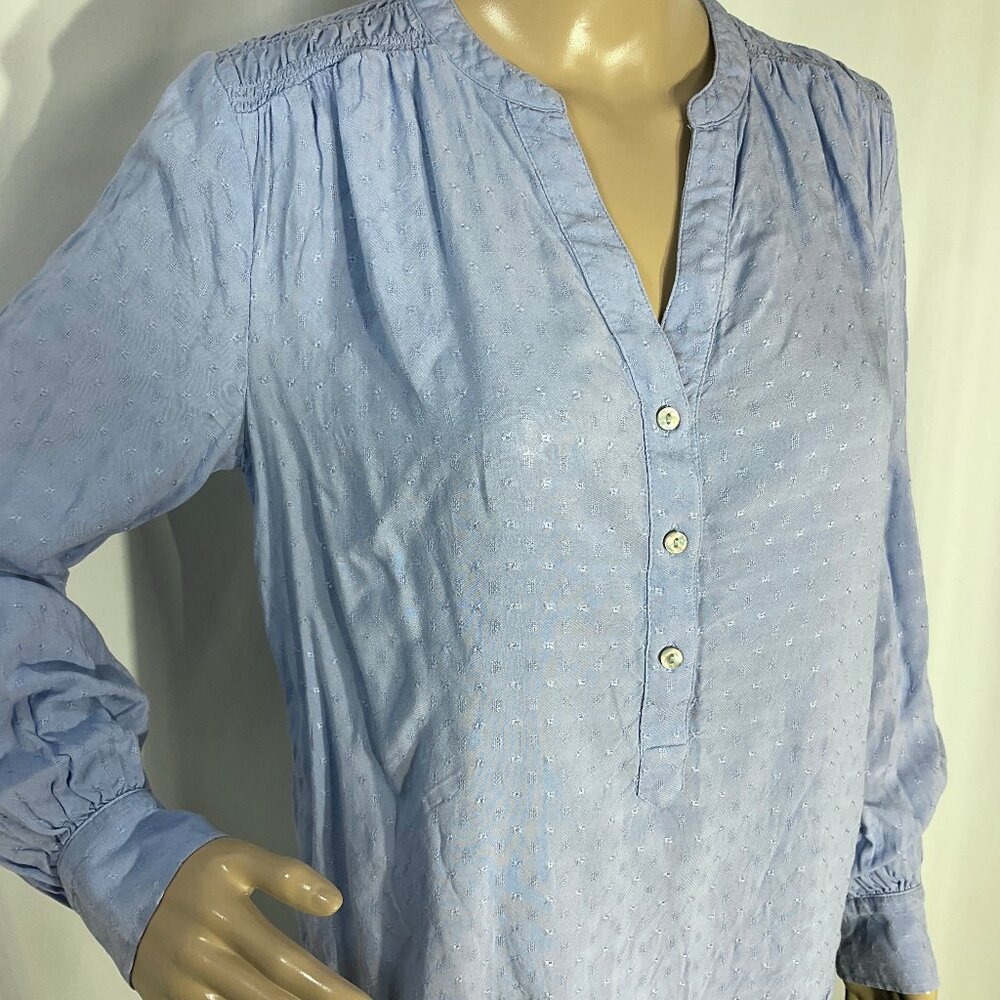M&S Collection Sz 8 Long Sleeve Blue Top Womens Embroidered 3620/03451